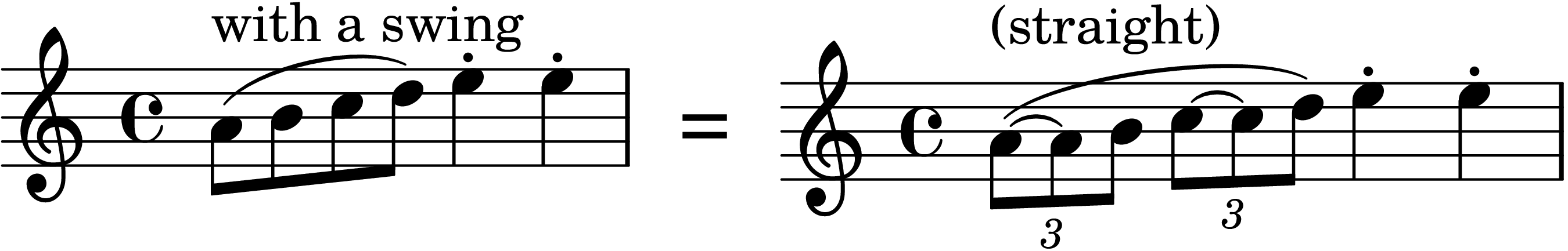 Musical notation for swung notes